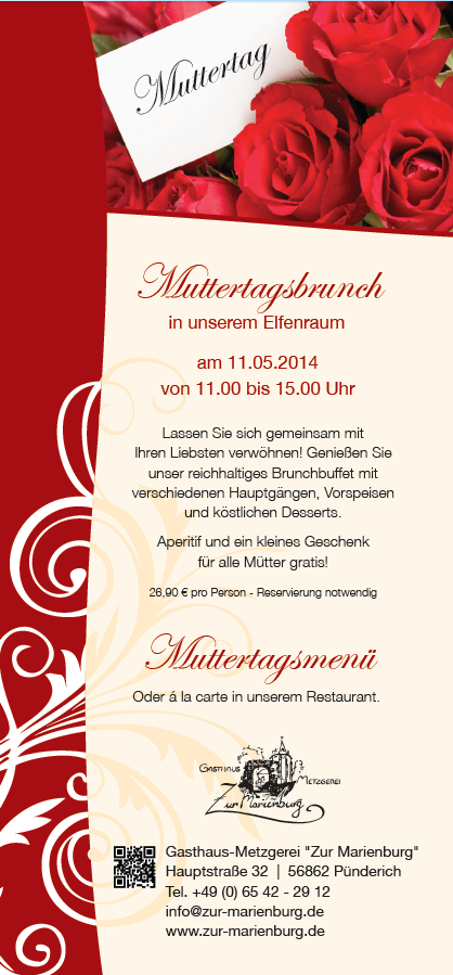 Muttertag Im Gasthaus Metzgerei Zur Marienburg Punderich An