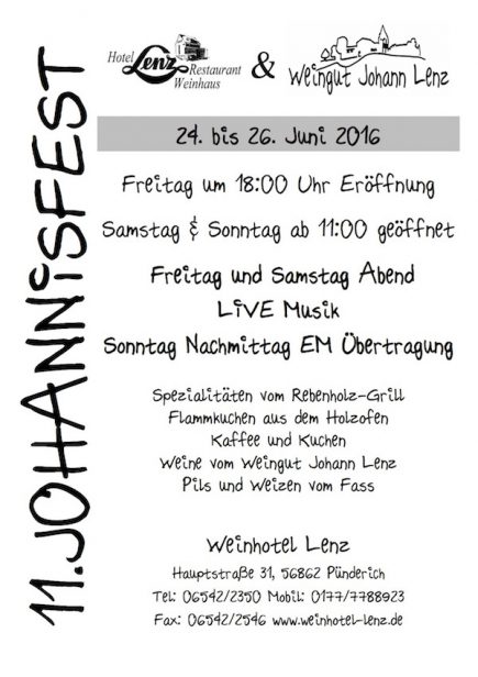 11. Johannisfest im Weinhotel Lenz